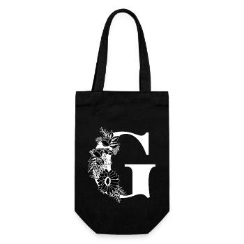 Lettre g floral noir et blanc - Sac à bouteille - noir - Devant