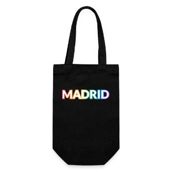 Texte arc-en-ciel gay de Madrid - Sac à bouteille - noir - Devant