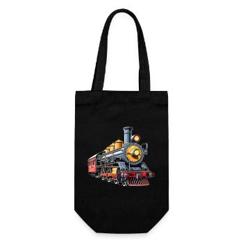 Dampfzug Cartoon Nostalgie - Geschenkbeutel für Flaschen - Schwarz - Vorne