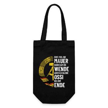 Ossi bis zum Ende - DDR Spruch - Geschenkbeutel für Flaschen - Schwarz - Vorne