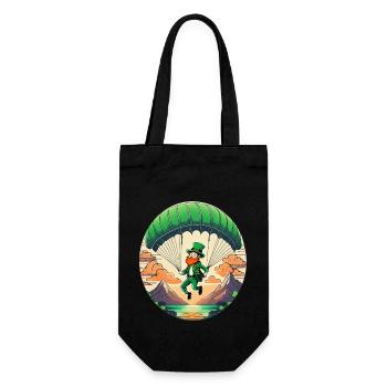 St. Patrick's Day Shamrock Paragliding - Gift Bag for Bottles - black - Front