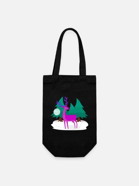 Weihnachtshirsch - Geschenkbeutel für Flaschen - Schwarz