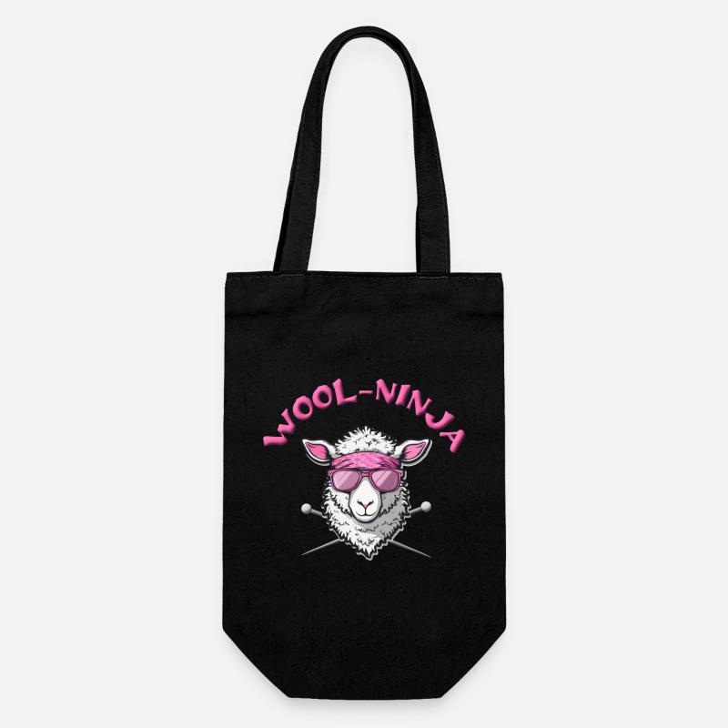 Wool-Ninja - cool sheep with knitting needles - Gift Bag for Bottles - black