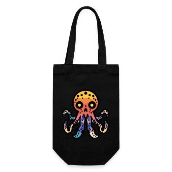 Oktopus Halloween Comic Lustig - Geschenkbeutel für Flaschen - Schwarz - Vorne