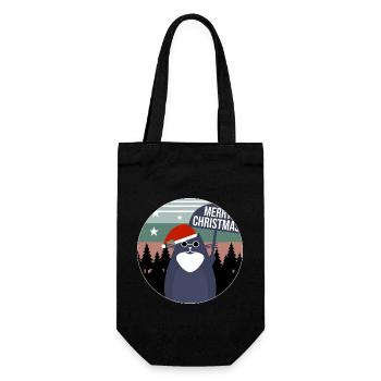 Cat Christmas Gift Idea - Gift Bag for Bottles - black - Front
