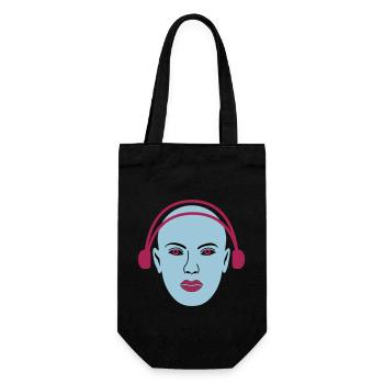 Alien hört Musik - Geschenkbeutel für Flaschen - Schwarz - Vorne