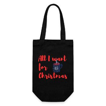 All I want for Christmas Glühwein - Geschenkbeutel für Flaschen - Schwarz - Vorne