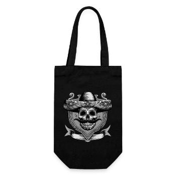 Mexikaner Skull Sombrero Wappen - Geschenkbeutel für Flaschen - Schwarz - Vorne