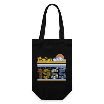 60. Geburtstag Geschenk Mann Original Februar 1965 - Geschenkbeutel für Flaschen - Schwarz - Vorne
