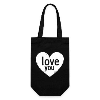 I Love You, White - Gift Bag for Bottles - black - Front