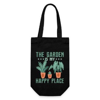 The Garden Is My Happy Place Gardening Botanical - Geschenkbeutel für Flaschen - Schwarz - Vorne