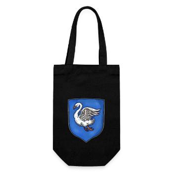 Wappen silber Schwan - Geschenkbeutel für Flaschen - Schwarz - Vorne