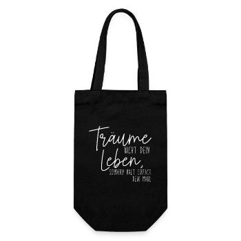 Träume nicht, halt einfach die Klappe! - Geschenkbeutel für Flaschen - Schwarz - Vorne