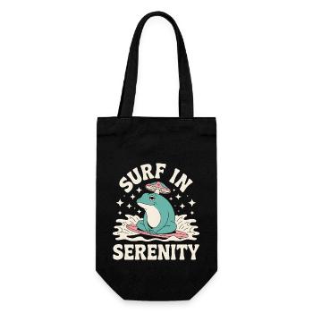 Surfen in Serenity - Süßer Frosch Aufkleber - Geschenkbeutel für Flaschen - Schwarz - Vorne