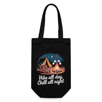 Hike All Day, Chill All Night – Camping Adventure - Gift Bag for Bottles - black - Front