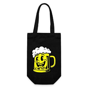 Bier Lustig Comic - Geschenkbeutel für Flaschen - Schwarz - Vorne