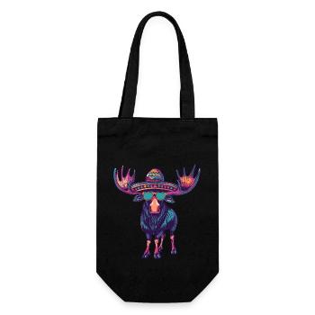 Elch Comic Lustig Sombrero - Geschenkbeutel für Flaschen - Schwarz - Vorne
