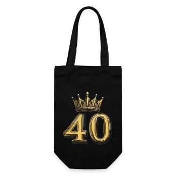 40 Zahl Krone - Geschenkbeutel für Flaschen - Schwarz - Vorne
