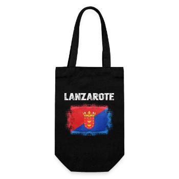 Lanzarote Flagge mit Wappen - Geschenkbeutel für Flaschen - Schwarz - Vorne
