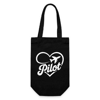 Pilot Heart Airplane Flight License - Gift Bag for Bottles - black - Front