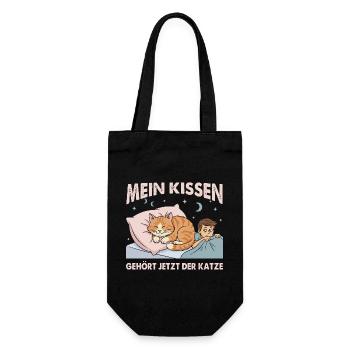 Mein Kissen gehört der Katze - Katzenbesitzer - Geschenkbeutel für Flaschen - Schwarz - Vorne