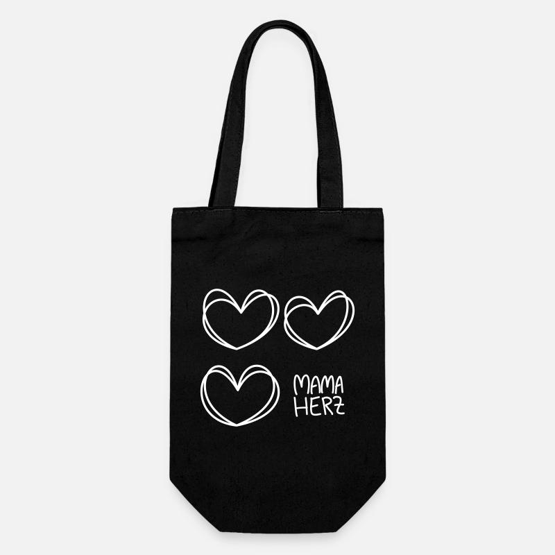 Coeurs dessinés à la main Coeur de maman - Sac à bouteille - noir