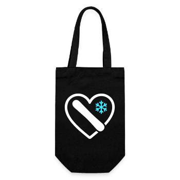 Snowboard Heart Mountain Winter Geschenk - Geschenkbeutel für Flaschen - Schwarz - Vorne