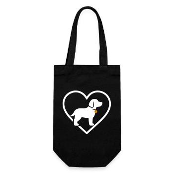 Chien Coeur Silhouette Cadeau Amoureux des Animaux - Sac à bouteille - noir - Devant