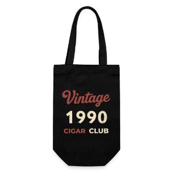 Vintage 1990 Cigar Club Retro Geburtsjahr Geschenk - Geschenkbeutel für Flaschen - Schwarz - Vorne