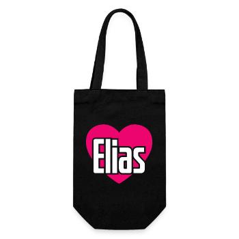 I Love Elias Pinkes Herz Ich liebe Elias - Geschenkbeutel für Flaschen - Schwarz - Vorne
