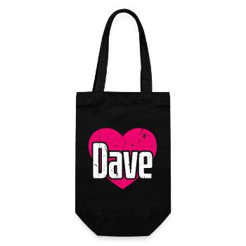 I Love Dave Pinkes Herz Ich liebe Dave - Geschenkbeutel für Flaschen - Schwarz - Vorne