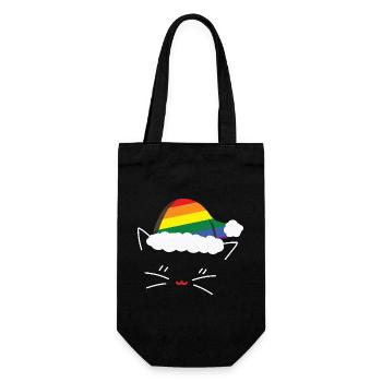 Cat Cat Lover Rainbow LGBT Cats - Gift Bag for Bottles - black - Front
