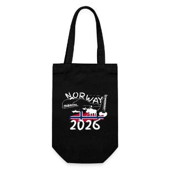 Norway 2026 Cod with Mountains and Moose Fishing - Gift Bag for Bottles - black - Front