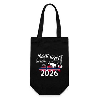 Norway 2026 Salmon with Mountains and Moose Fishing - Gift Bag for Bottles - black - Front