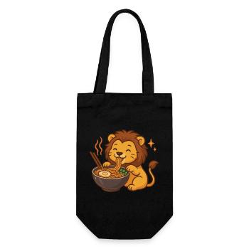 Lion kawaii aux nouilles et nouilles - Sac à bouteille - noir - Devant