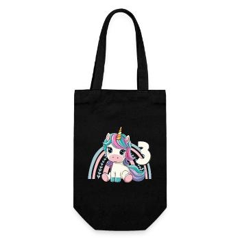 3. Geburtstag Einhorn Regenbogen Süß Niedlich - Geschenkbeutel für Flaschen - Schwarz - Vorne