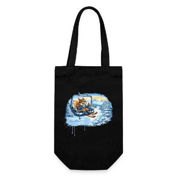 Écureuil drôle dans le téléski – motif des plaisirs hivernaux - Sac à bouteille - noir - Devant