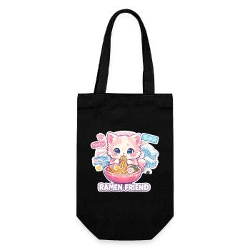 Kawaii Katze Ramen Nudeln Anime Katze - Geschenkbeutel für Flaschen - Schwarz - Vorne