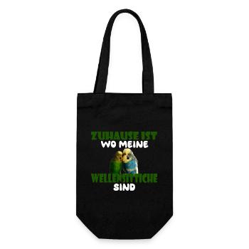 Home is where my budgies are - Gift Bag for Bottles - black - Front