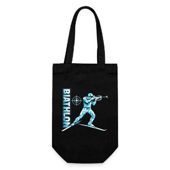 Biathlon Lustig Spruch Skilanglauf - Geschenkbeutel für Flaschen - Schwarz - Vorne
