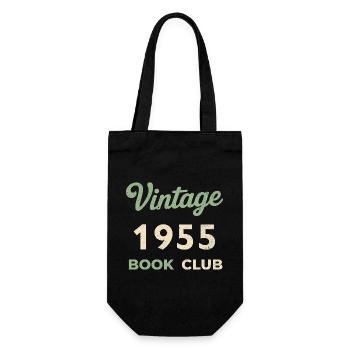Vintage 1955 Book Club Retro Geburtsjahr Geschenk - Geschenkbeutel für Flaschen - Schwarz - Vorne