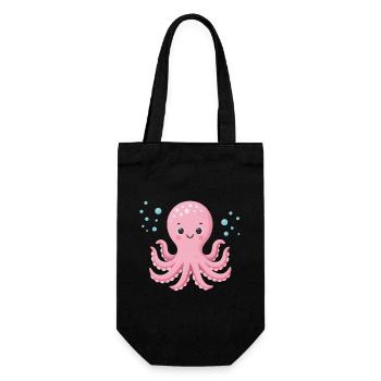 Pink Octopus with Bubbles - Gift Bag for Bottles - black - Front
