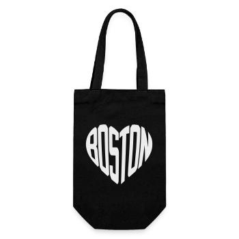 Boston Heart Typo Print - Gift Bag for Bottles - black - Front