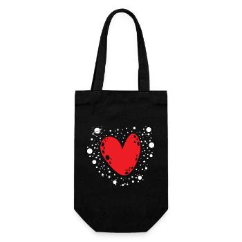 Big Red Heart Cute Valentine Love Symbol Art - Geschenkbeutel für Flaschen - Schwarz - Vorne