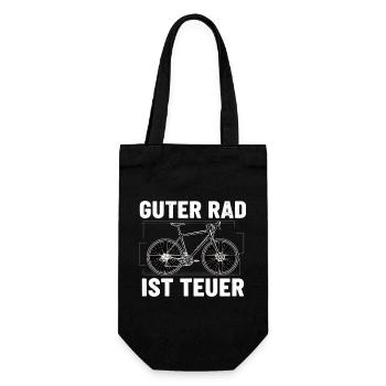 Guter Rad ist teuer – Fahrrad Spruch - Geschenkbeutel für Flaschen - Schwarz - Vorne