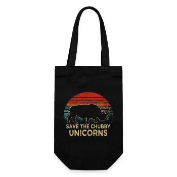 Save The Chubby Unicorns Retro Rhino Slogan - Gift Bag for Bottles - black - Front