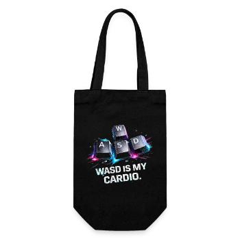 Funny Gaming Keyboard WASD My Cardio Gamer - Gift Bag for Bottles - black - Front