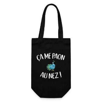 Ça Me Paon au Nez Paon Humour Jeu de Mot Animal - Sac à bouteille - noir - Devant