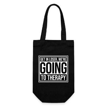 Get In Loser We're Going To Therapy Therapie Logo - Gift Bag for Bottles - black - Front
