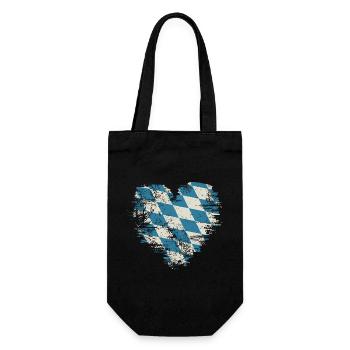 Cœur rétro Bavière avec motif de losanges bleu-blanc - Sac à bouteille - noir - Devant